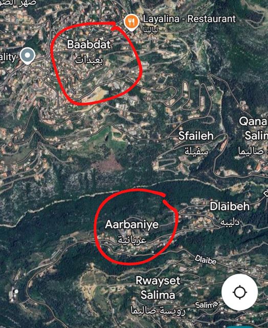 Land with a mountain view for sale in Aarbaniye, Baabda