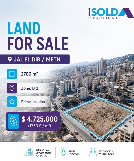Land for sale in Jal El Dib, Metn